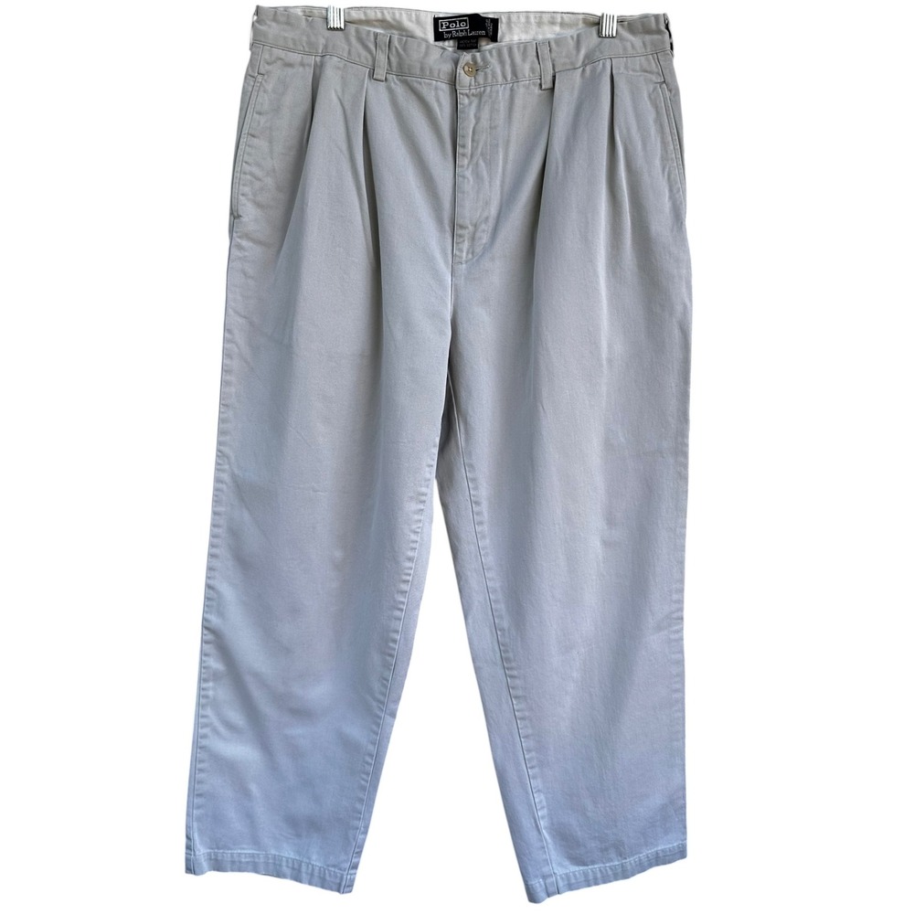 Polo Ralph Lauren Andrew Pant Mens 38x30 Khaki Tan Pleated Chino Cotton Trousers